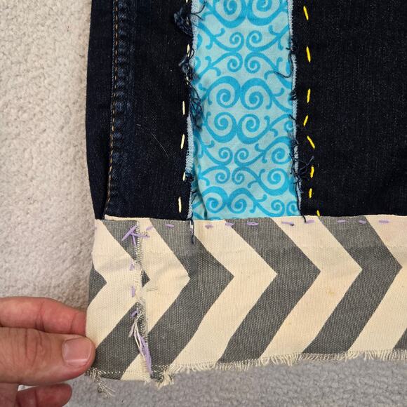 Custom Hollister Patchwork Flare Jeans Juniors 7R (28x32) Dark Y2K Patched - Picture 6 of 16